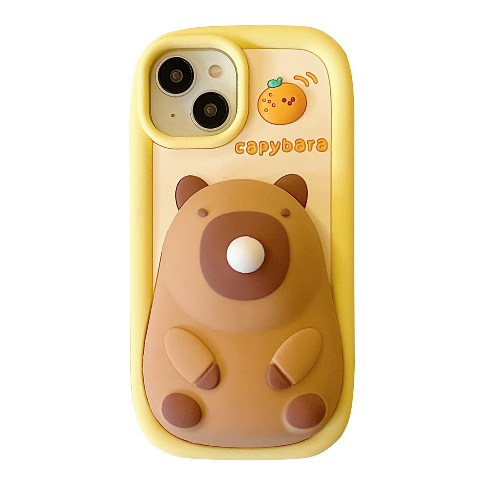 Skyddsfodral för iPhone 13, sött 3D-kawaii-mobiltelefonskal med roliga Capybara-bubblor, tecknat fodral med nyckelring, av mjuk silikongel, med fallskydd, för kvinnor och flickor