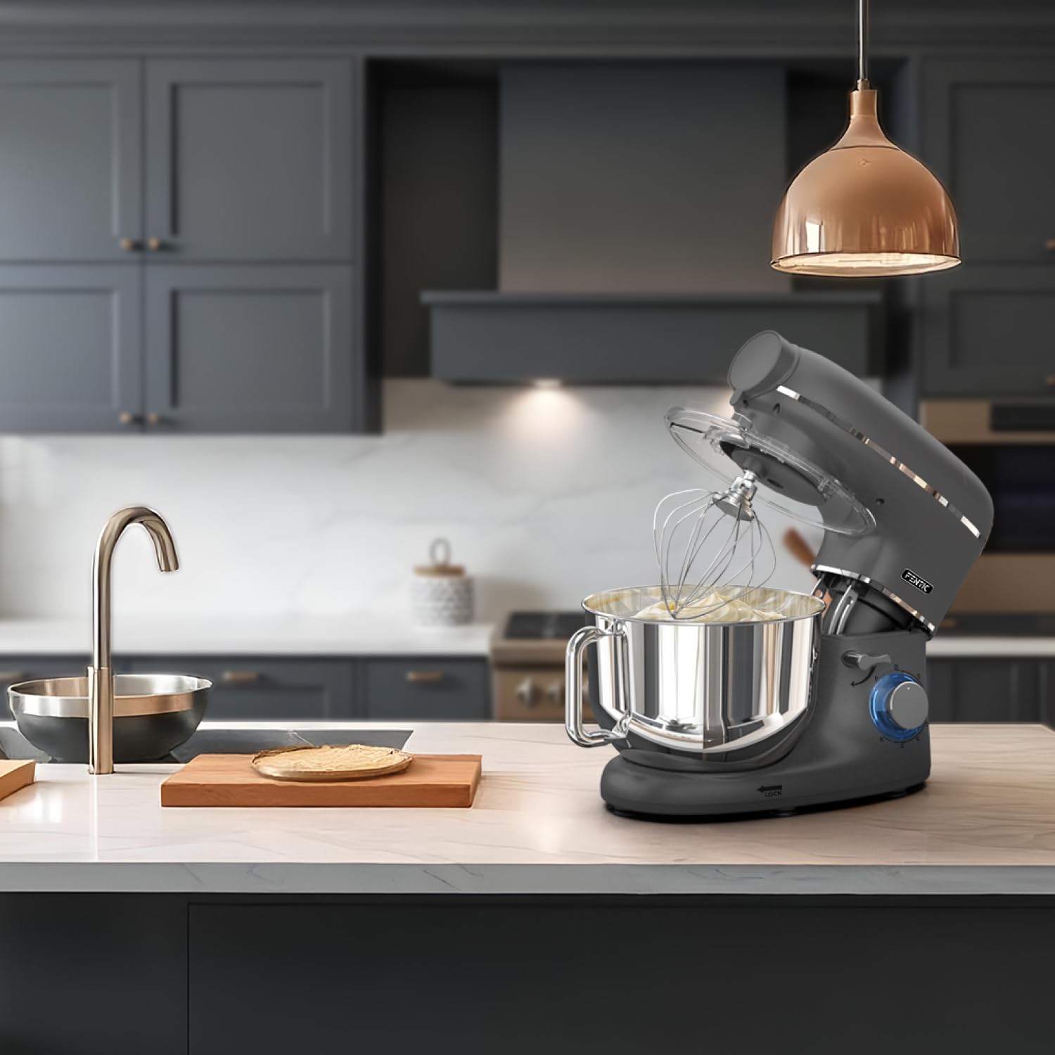 6 in 1 Matberedare – 2000W – Med Köttkvarn, 1,5L Blender,Grönsaksskärare och Extra Tillbehör – Köksmaskin med Mixerskål 6.2L, Omrörarkrok, Degkrok, Visp och Stänkskydd (Antracit)
