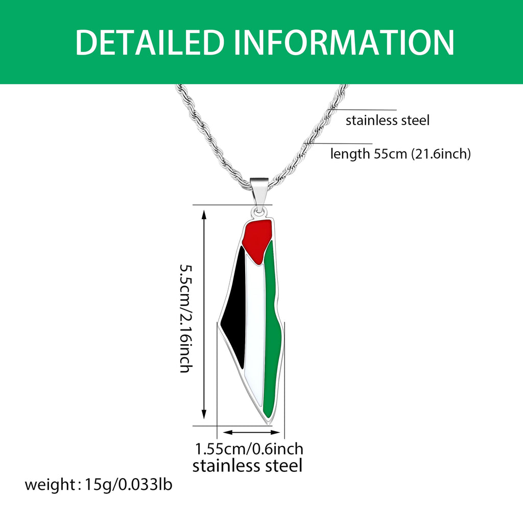 Palestina Flagghalsband, Guldpläterad Emaljhänge, Arabisk Stolthet Smycke, Rostfritt Stål Palestinskt Souvenir, Patriotiska Halsband för Män och Kvinnor Y5140