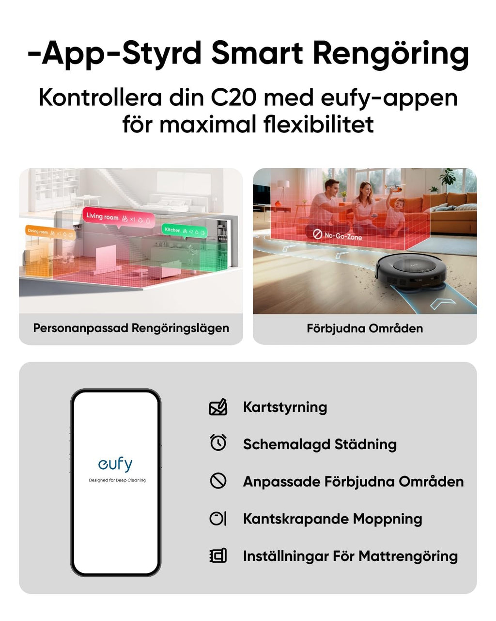 eufy Robotdammsugare Omni C20 med Allt-i-ett-station, Auto Emptying, Mop Washing och Drying för Hands-Free Cleaning, 7,000 Pa Kraftfull sugkraft, 8,5 cm ultratunn kropp, Robotdammsugare och Mop Combo