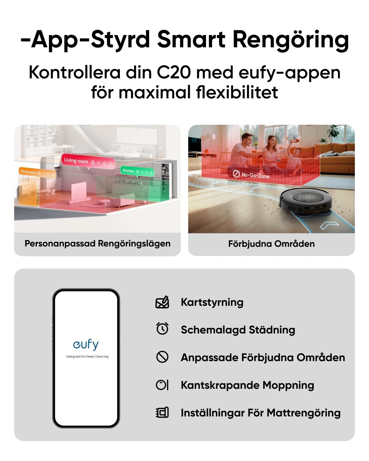 eufy Robotdammsugare Omni C20 med Allt-i-ett-station, Auto Emptying, Mop Washing och Drying för Hands-Free Cleaning, 7,000 Pa Kraftfull sugkraft, 8,5 cm ultratunn kropp, Robotdammsugare och Mop Combo