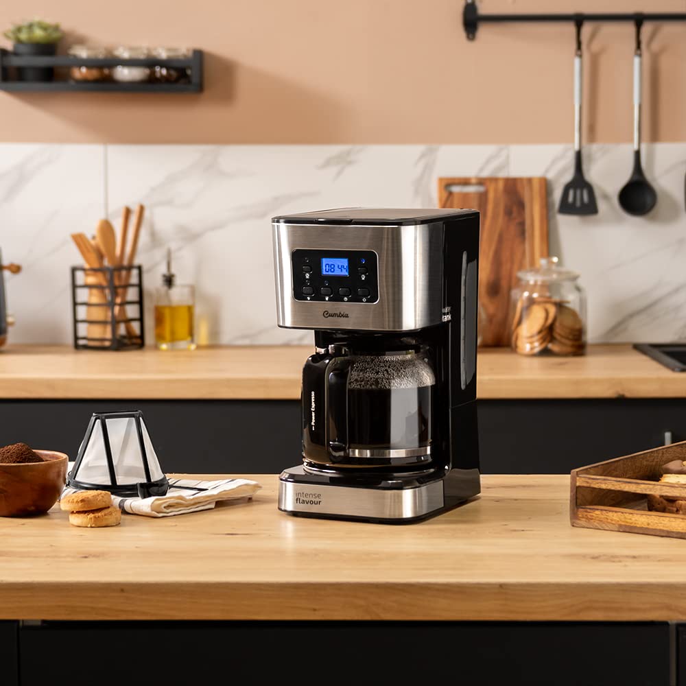 Cecotec Programmerbar droppkaffebryggare Coffee 66 Smart Plus. 980 W, kapacitet 12 koppar, ExtemAroma-teknik, autoClean-funktion, rostfritt ståldesign, LCD-skärm, 1,5 l kapacitet