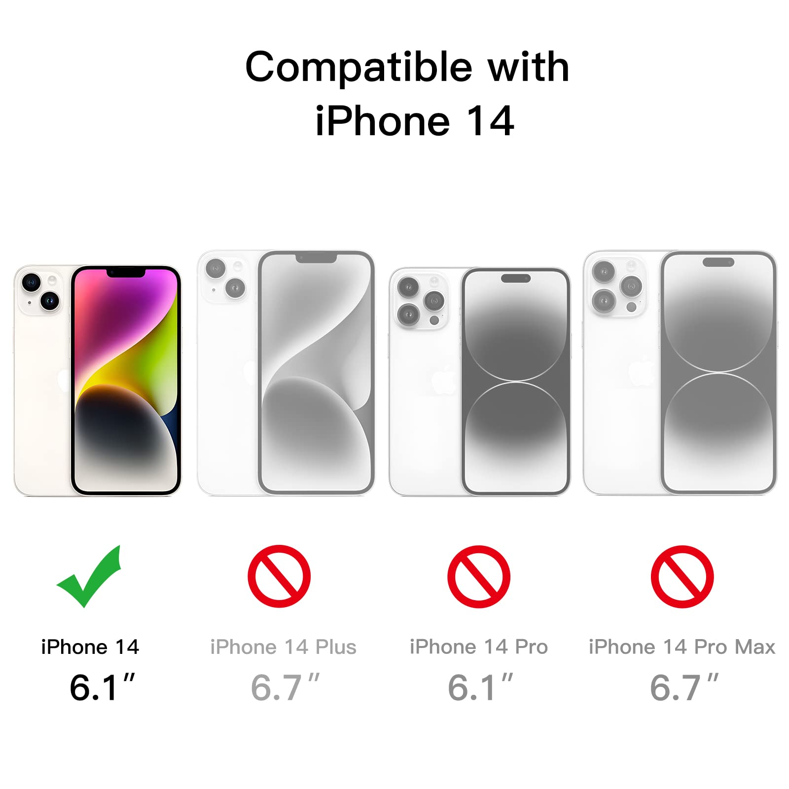 JETech Fodral för iPhone 14 6,1-Tum med Inbyggt Härdat Glas Skärmskydd, Kamera Fullständig Rundstrålande Skydd, Stötsäkert Bumper Mobilskal Genomskinlig Baksida, HD Film (Svart)