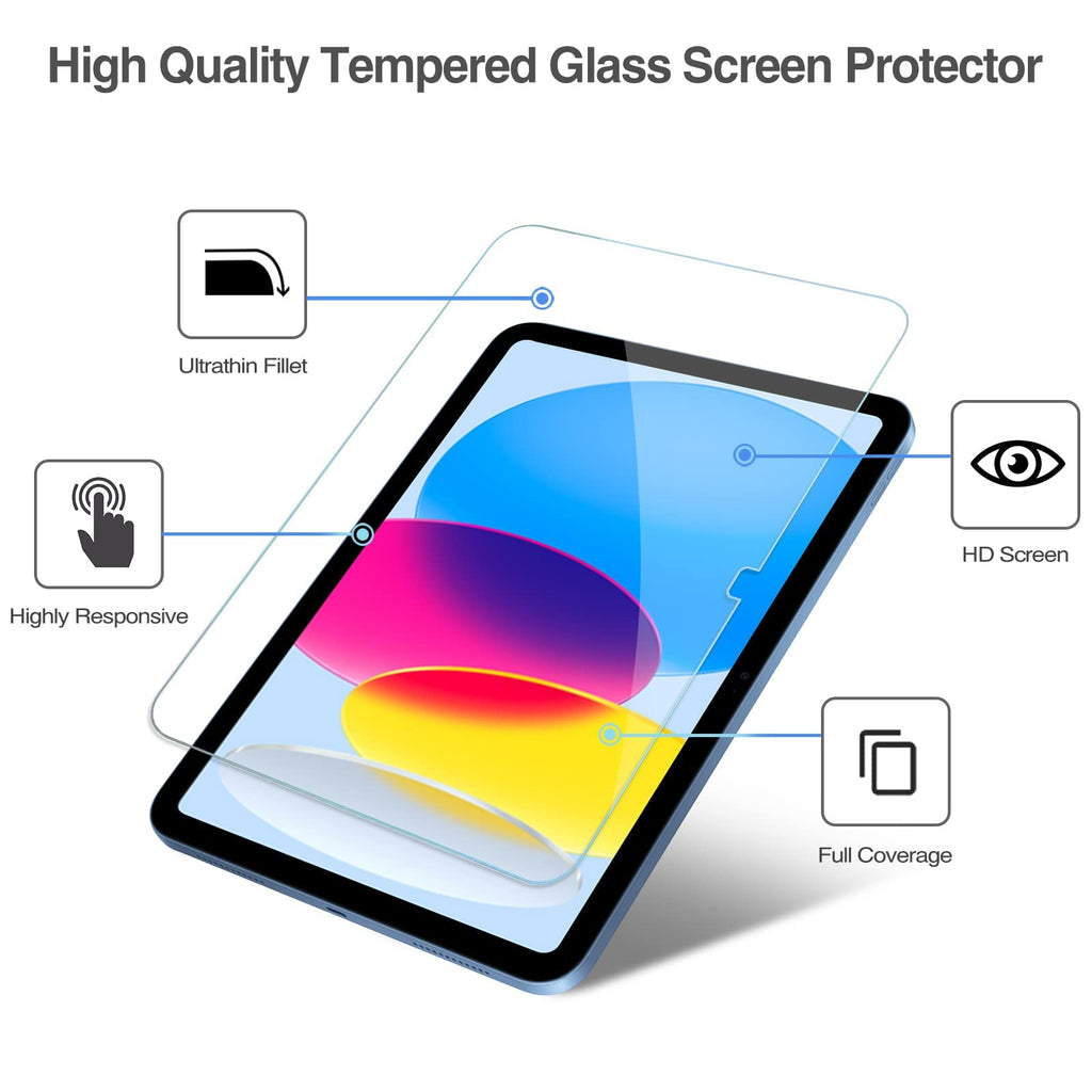 2 st skärmskydd för iPad 10:e generationen 10,9 tum 2022, 9H härdat glas för iPad 10. Skärmskyddsfilm, transparent