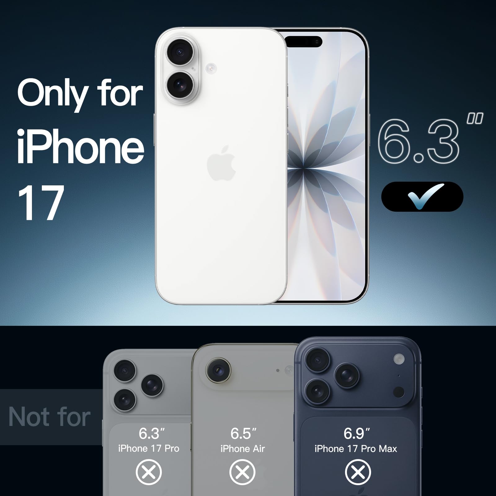 JETech Magnetisk Skal för iPhone 17 6,3-Tum Kompatibel med MagSafe, Stötsäker Telefon Bumper Case, Anti-Skrapa Genomskinlig Baksida (Klar)
