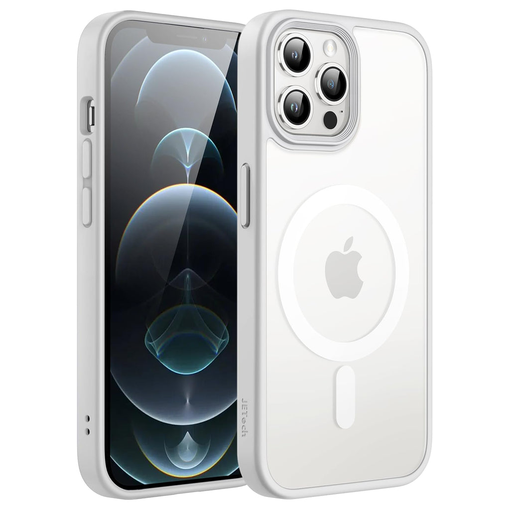 JETech Magnetisk Skal för iPhone 12 Pro Max 6,7 Tums Kompatibelt med MagSafe, Genomlysande Matte Tillbaka Smal Stötsäker Case (Grå)
