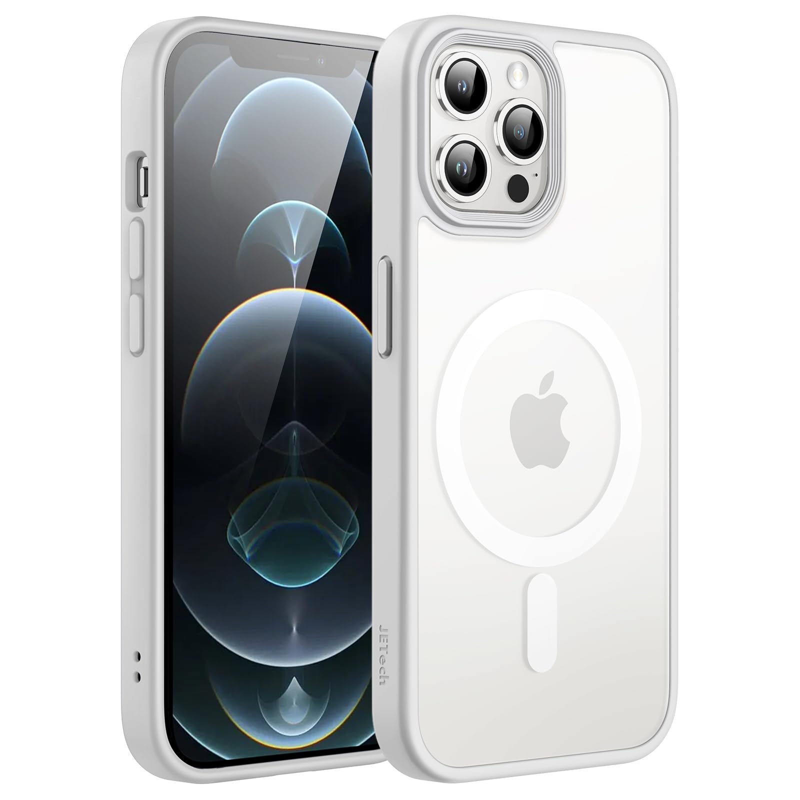 JETech Magnetisk Skal för iPhone 12 Pro Max 6,7 Tums Kompatibelt med MagSafe, Genomlysande Matte Tillbaka Smal Stötsäker Case (Grå)
