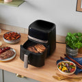 Russell Hobbs Air Fryer 4.3L Rapid Airfryer [Kompakt design, 9 program] satisfry Diskmaskinssäkra delar, max 200°C, Oljefri matlagning, Pekskärm, Varmhållning, Stek, Baka, Grill 27610-56