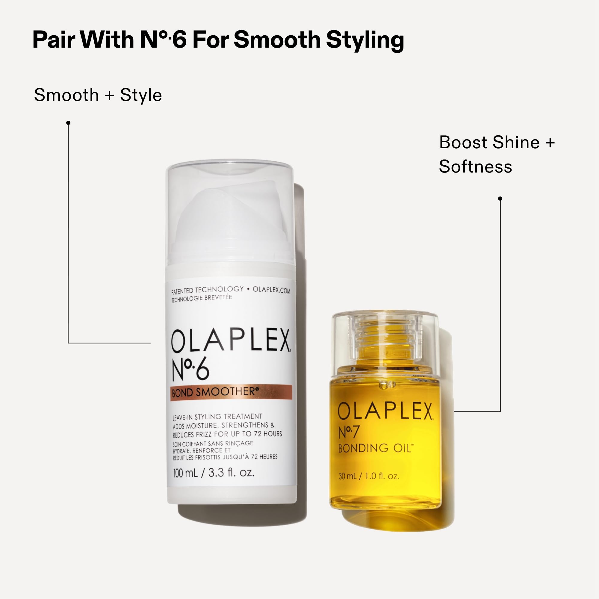 Olaplex Endless Shine Smooth Hair Styling Gift Set: Limited Edition Set with Nº.7 Bonding Oil & Nº.6 Bond Smoother | Instant Shiny, Smoother Hair & Heat Protection | For Coily, Curly, Straight, & Wavy