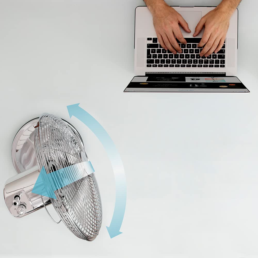 Cecotec Bordsfläkt EnergySilence 620 RetroDesk. 40 W, kromfinish, diameter 30,5 cm med 4 vingar, 3 hastigheter, svängning, höjdjusterbar, maximal säkerhet