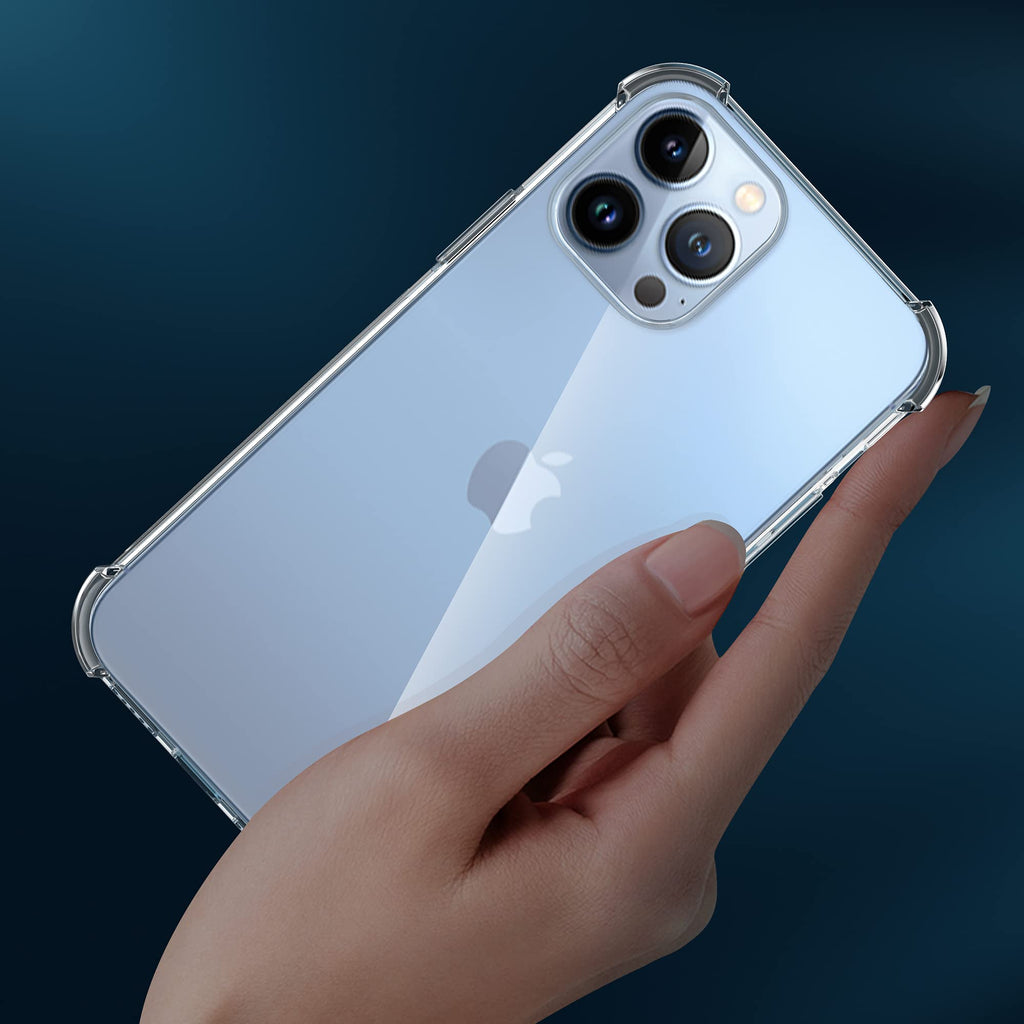 Migeec Skal för iPhone 13 Pro Max Clear skyddande TPU-täckning med höjt kamera skydd, stötdämpande hörn, Slim Fit telefonfall genomskinlig design