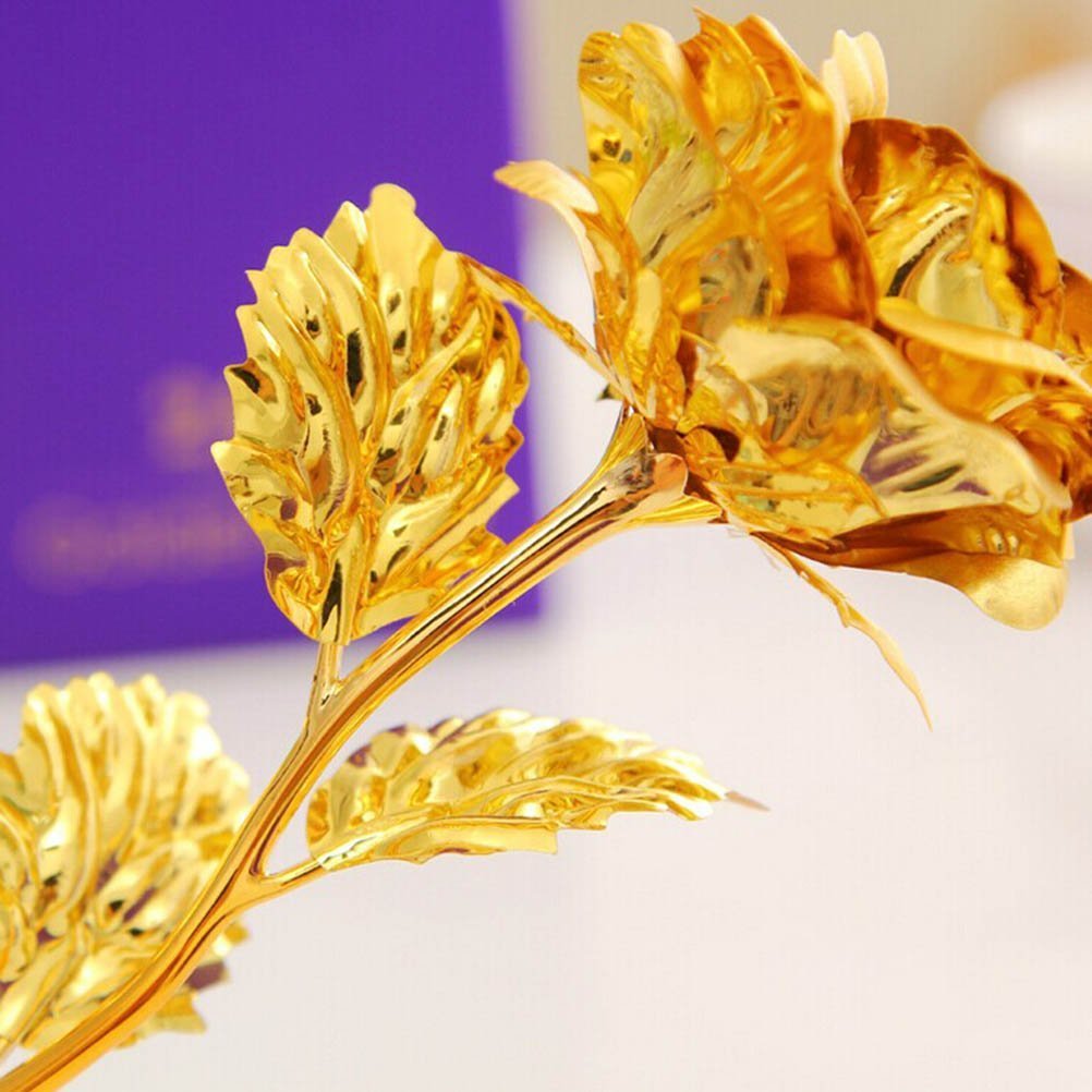 Binnan Alla hjärtans dag gåvor romantisk lång stam 24k guldfolie trim lång stam guld ros blomma med presentask, bukett med blomma till alla hjärtans dag, mors dag, bröllop heminredning