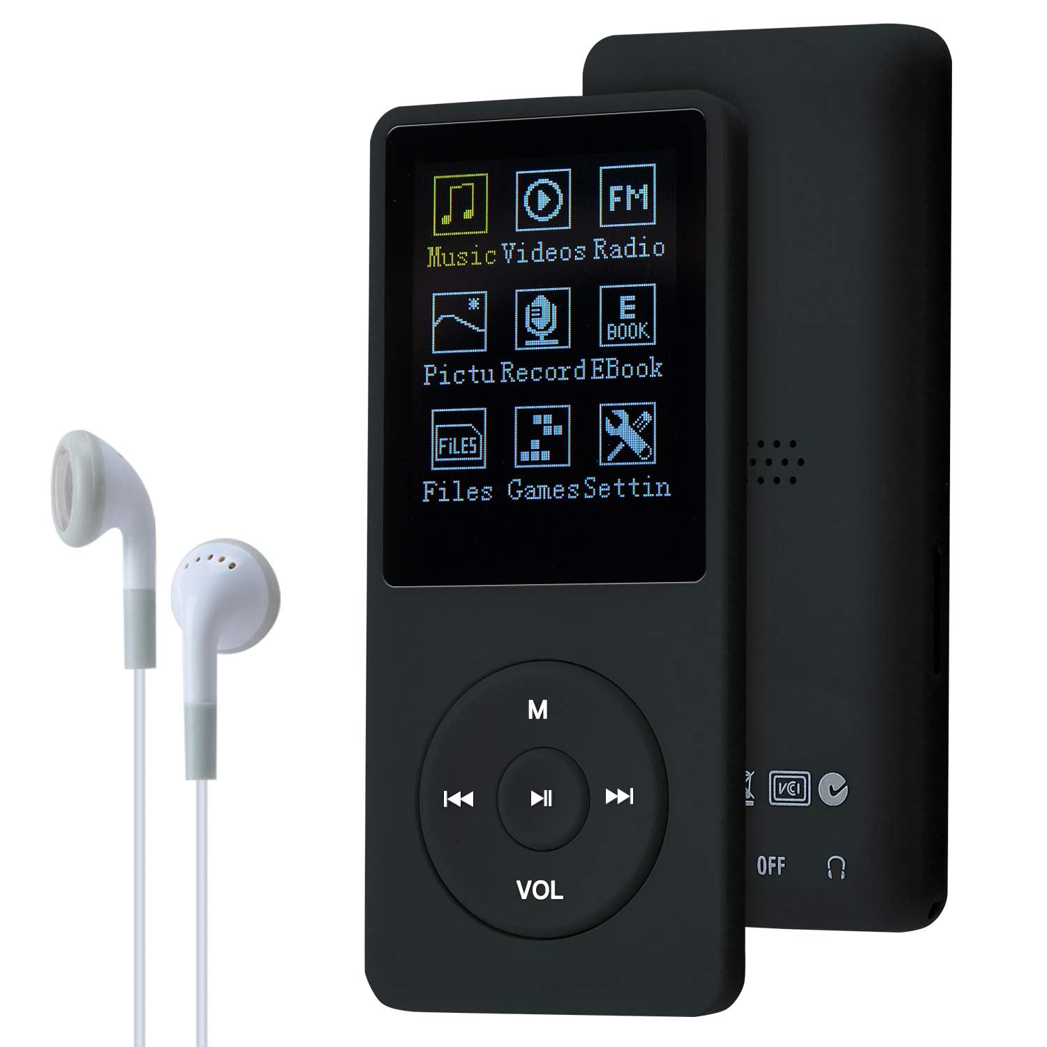 Slim musikspelare 8 GB bärbart förlustlöst ljud 70 timmar skärm Högkvalitativ MP3-spelare Stöd upp till 64 GB (svart)