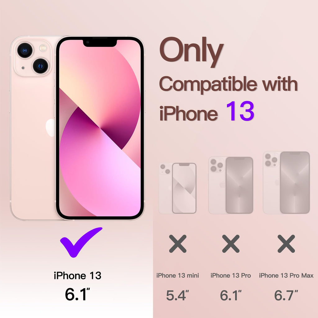 JETech Mjuk Klar Skal för iPhone 13 6,1-Tum, Kameralinsskydd Full Skydd, Kompatibel med MagSafe Trådlös Laddning, Stötsäker Elektropläterad TPU Telefon Case (Różowy)