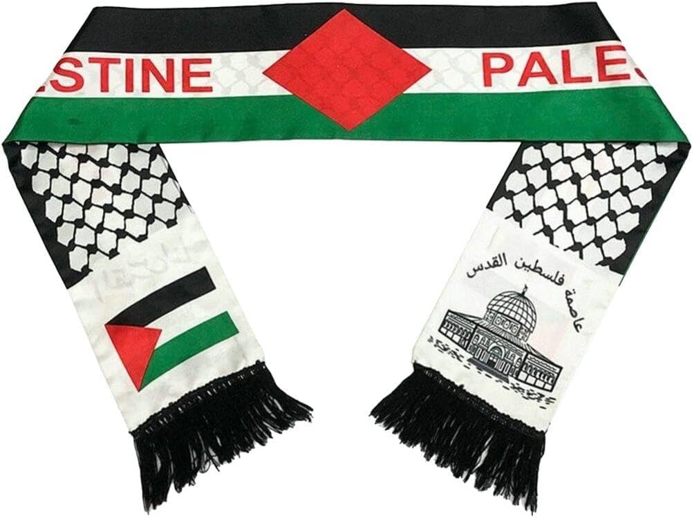 Halsduk med Palestinas flagga, dubbelsidig scarf, Jerusalem, arabisk sjal i siden, scarf för män och kvinnor, för bröllop, högtid, gåvor, Som visat, 53.15inch/135cm