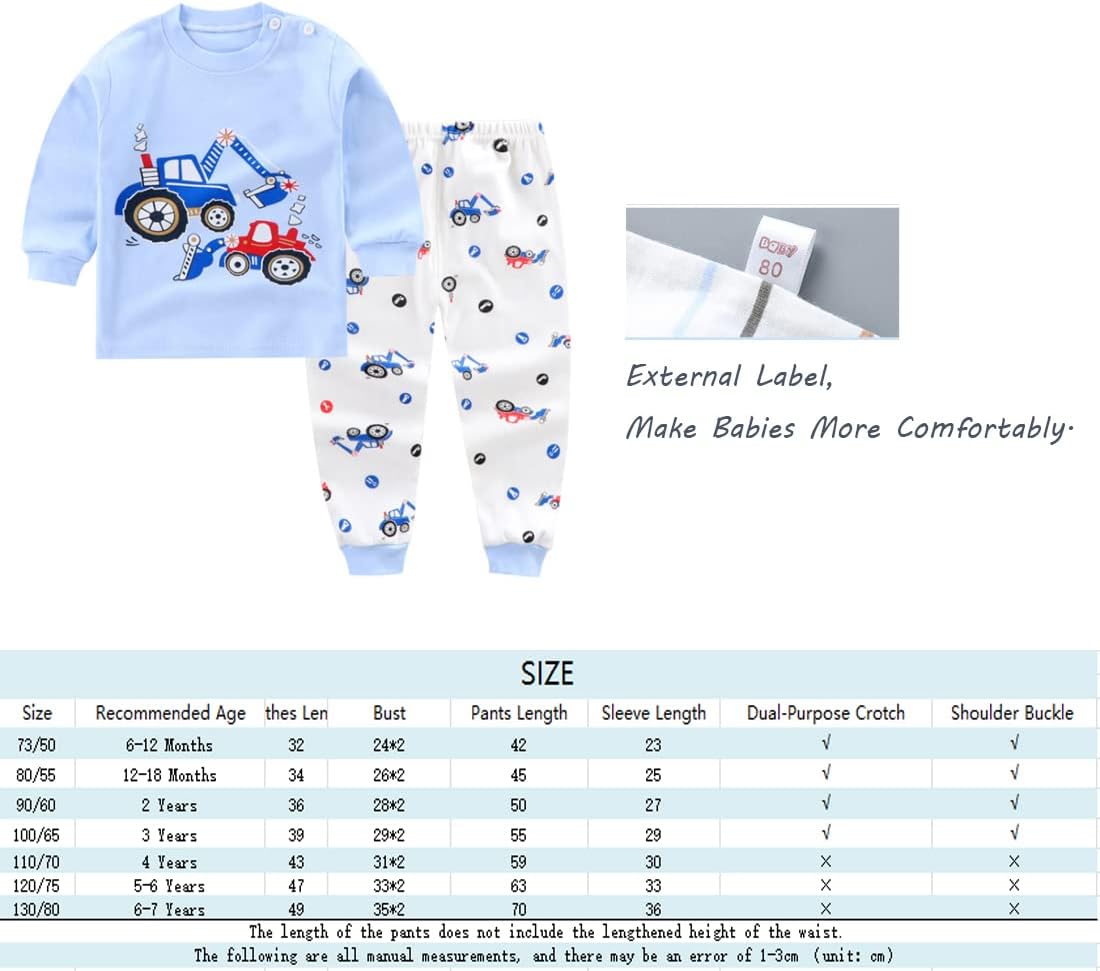 Pyjamas för pojkar, 3-delat set med dinosaurie, robot, lejon, traktor, tryckt barnpyjamas, långärmad topp, bomull, sovkläder, skjortor och byxor, underdelar, nattkläder, outfit för barn