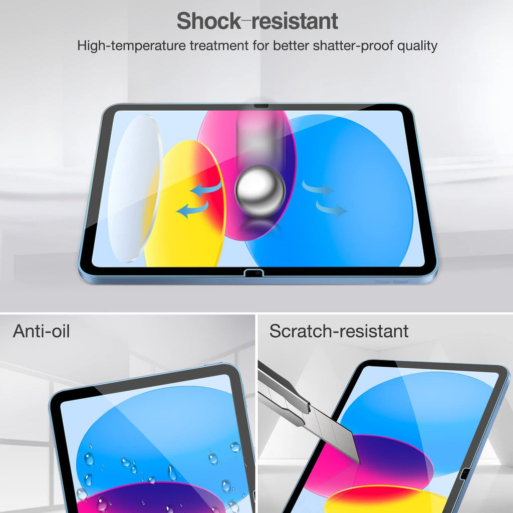 2 st skärmskydd för iPad 10:e generationen 10,9 tum 2022, 9H härdat glas för iPad 10. Skärmskyddsfilm, transparent
