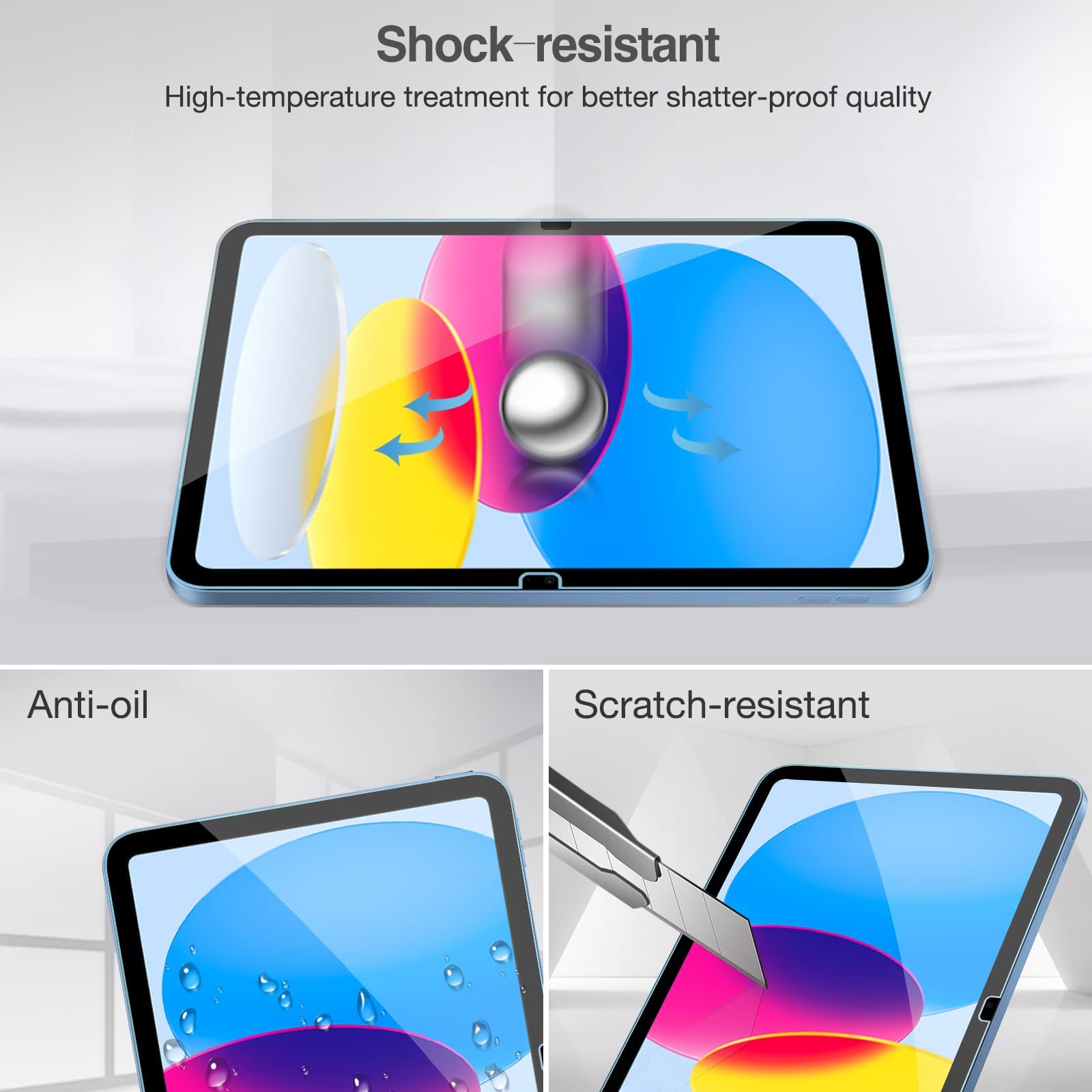 2 st skärmskydd för iPad 10:e generationen 10,9 tum 2022, 9H härdat glas för iPad 10. Skärmskyddsfilm, transparent