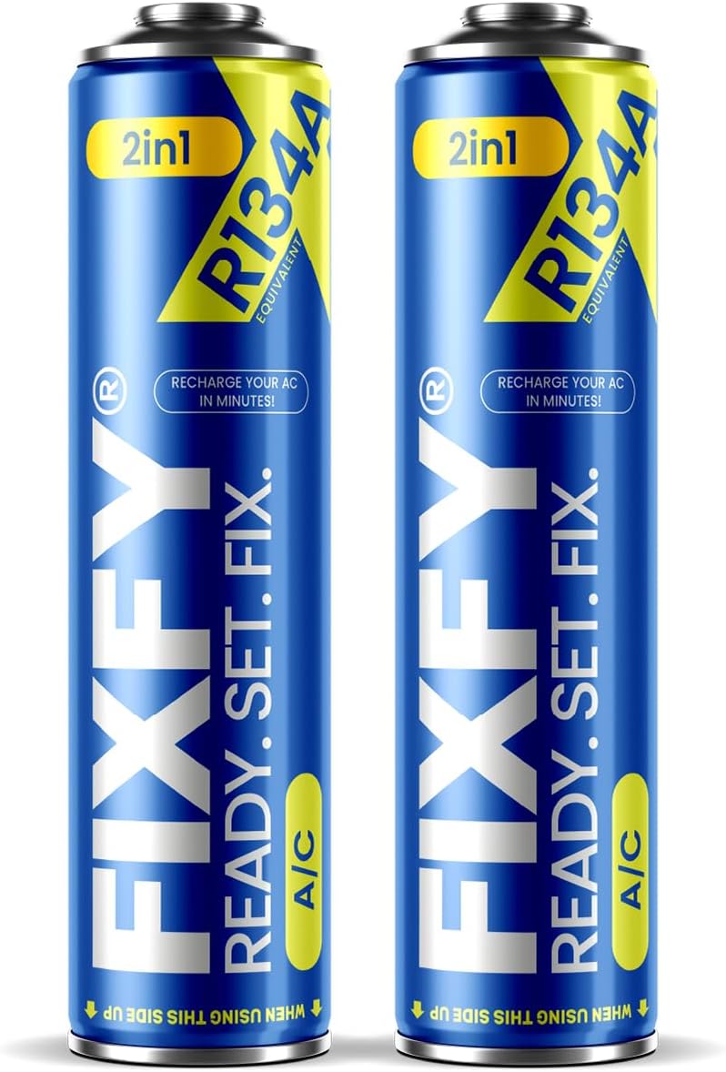 2 i 1 – 2 x R134a gasbyte med olja – set för luftkonditioneringsapparater 2 x 500 ml, självfyllning av luftkonditioneringen i bilar 1995–2016