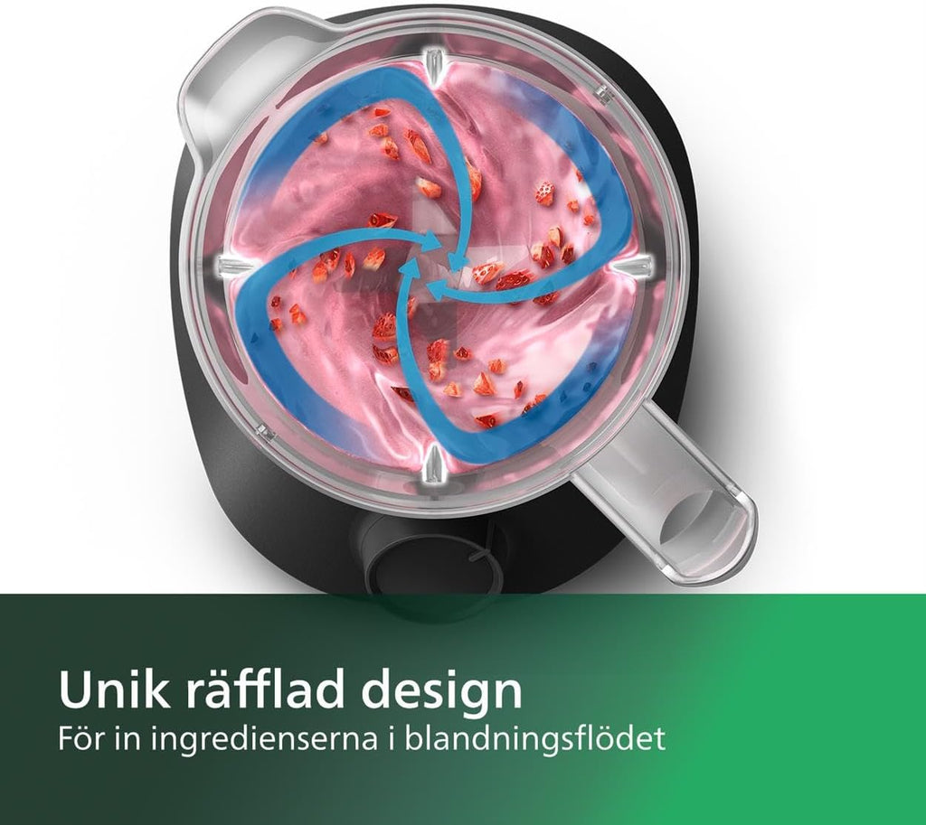 Philips 3000-serien Mixer - ProBlend-system, 450 W motor, 1,9 l kapacitet, Pulsfunktion, Krossar is på 45 sekunder, Rostfria blad, Plastkanna, Lätt att rengöra, HomeID-app (HR2041/41)