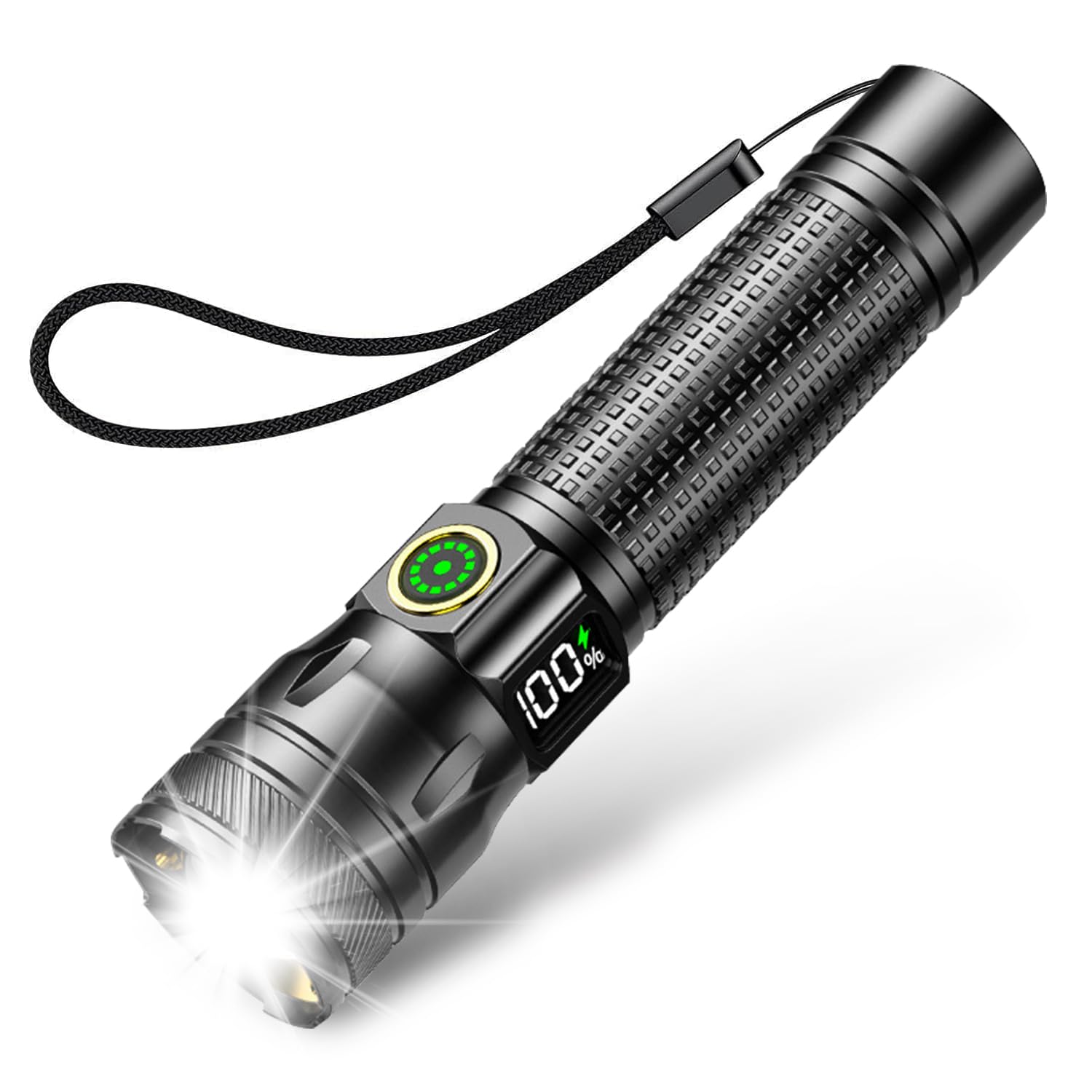 Uppladdningsbar LED-ficklampa, 2 000 lumen, extremt ljus LED-ficklampa med 3 lägen, mini ficklampa med lång livslängd, IP65 vattentät, för camping, fiske, nödsituationer