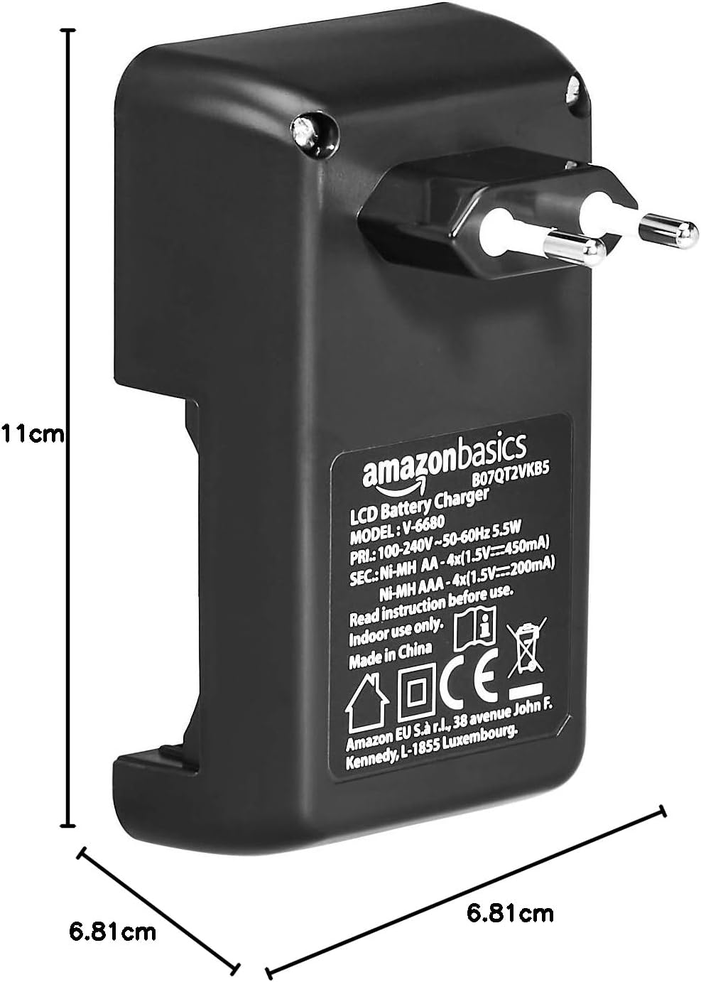 Amazon Basics batteriladdare för Ni-Mh AA-/AAA-batterier