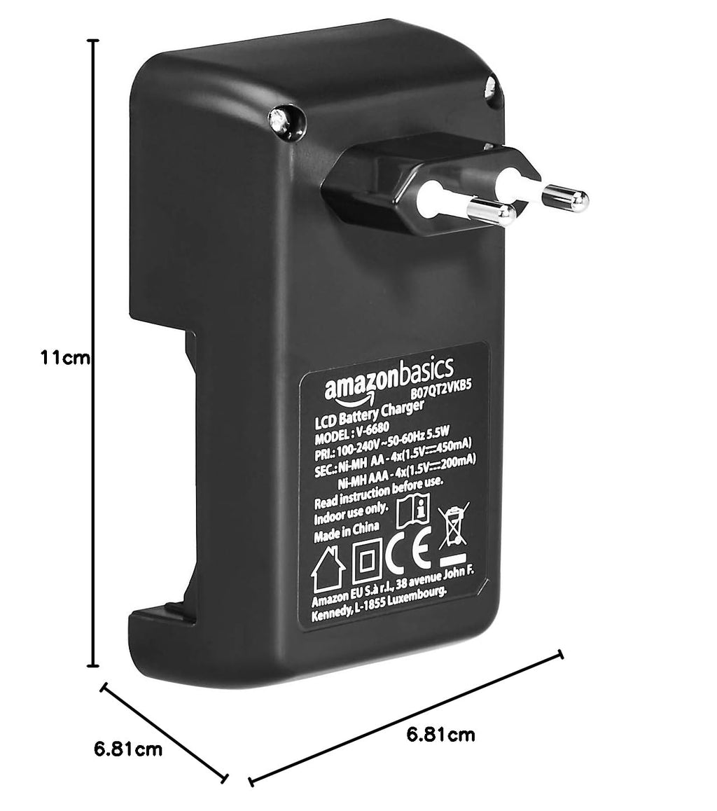 Amazon Basics batteriladdare för Ni-Mh AA-/AAA-batterier
