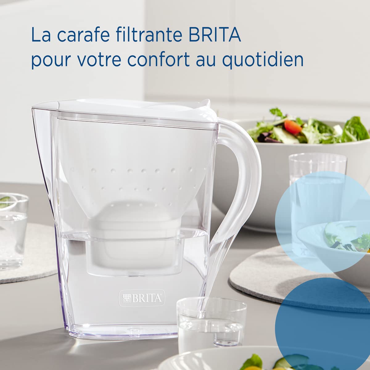 BRITA Vit Marella filterkanna (2,4 l) inkl. 3 patroner vattenfilter kran MAXTRA PRO All-in-1 reducerad PFAS,kalksten, klor, vissa föroreningar och metaller tidsindikator, miljöförpackning