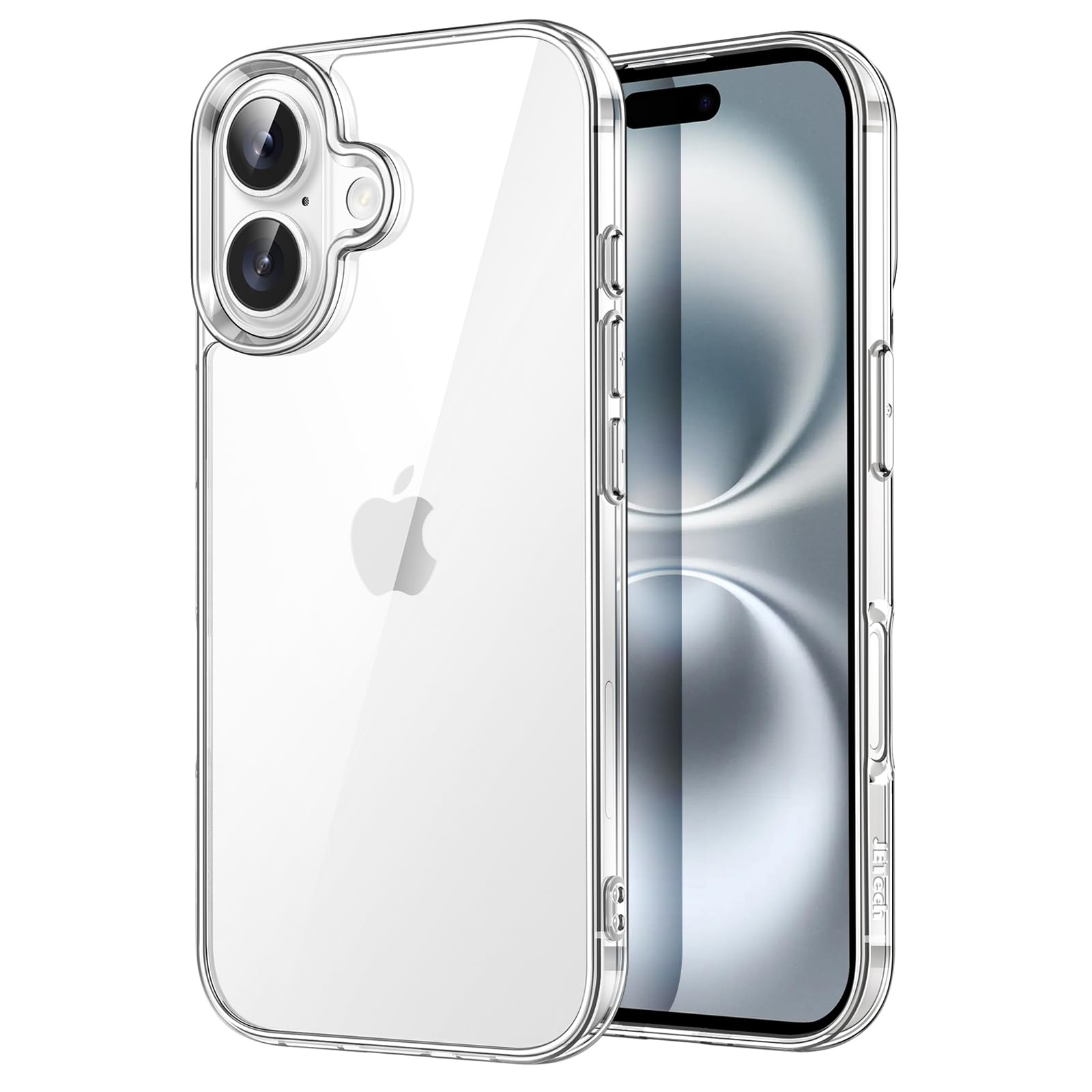 JETech Skal för iPhone 16 6,1-Tum, Icke-Gulning Stötsäker Telefon Bumper Case, Anti-Skrapa Genomskinlig Baksida (Klar)