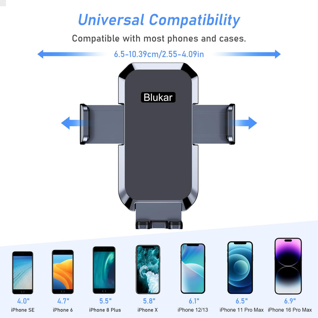 Blukar Biltelefonhållare, Justerbar Mobiltelefonhållare 360° Rotation för Bilinstrumentbräda/Vindruta [Uppgraderat Atarkt Sug] - Biltelefonvagga med en Knapp för iPhone 4.0-7.0'' Telefoner