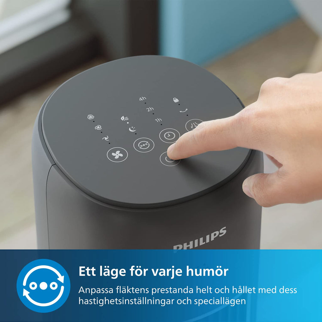 Philips tornfläkt 5000 Series oscillerande torn 105 cm, fjärrkontroll, timer, 3 hastigheter, 3 lägen, 40 W, kraftfullt men tyst luftflöde, lämplig för aromaterapi, mörkgrå (CX5535/11)