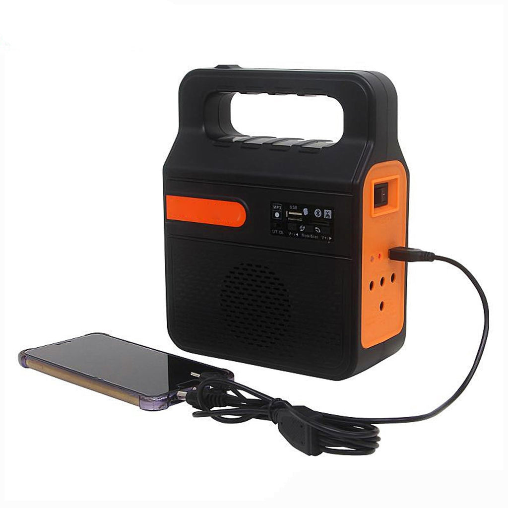 Asixxsix Solar Power Bank, 6000mAh Portable Solar Generator med 32 LED -panelljus 3 Glödlampor Strålkastare USB -laddning MP3 -radio, för Camping Resor Utomhusaktiviteter