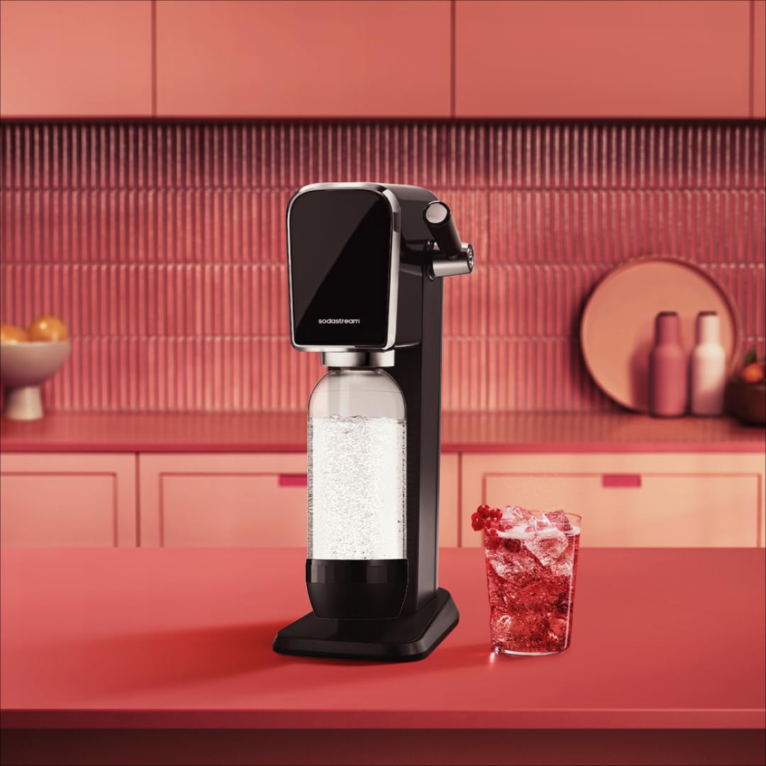 Sodastream Classic – 2 x återanvändbara, diskmaskinssäkra vattenflaskor, 1L kolsyreflaskor, kompatibla med Gaia, Terra, Art och Enso, BPA-fri plast, svart