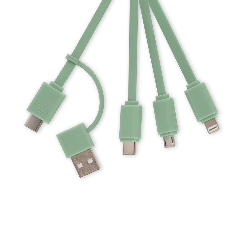 Legami - Koala-kabel med flera länkade uppladdningskablar med nyckelring, 4 laddningskablar, USB, typ-C, Micro-USB, Lightning, med USB-typ C-adapter, TPE-belagd kabel
