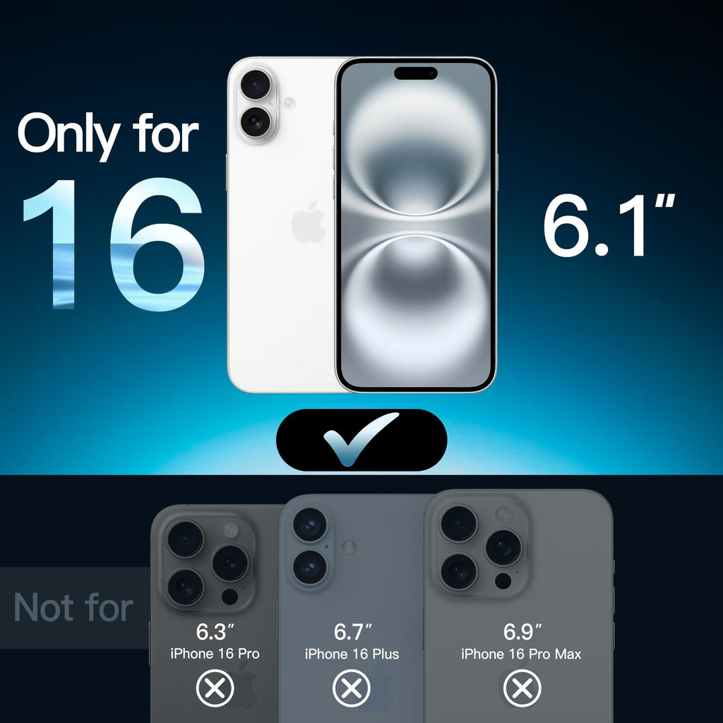 JETech Skärmskydd för iPhone 16 6,1-Tum, Härdat Glasfilm med Enkelt Installationsverktyg, Fodral-Vänligt, HD Klar, 3-Pack