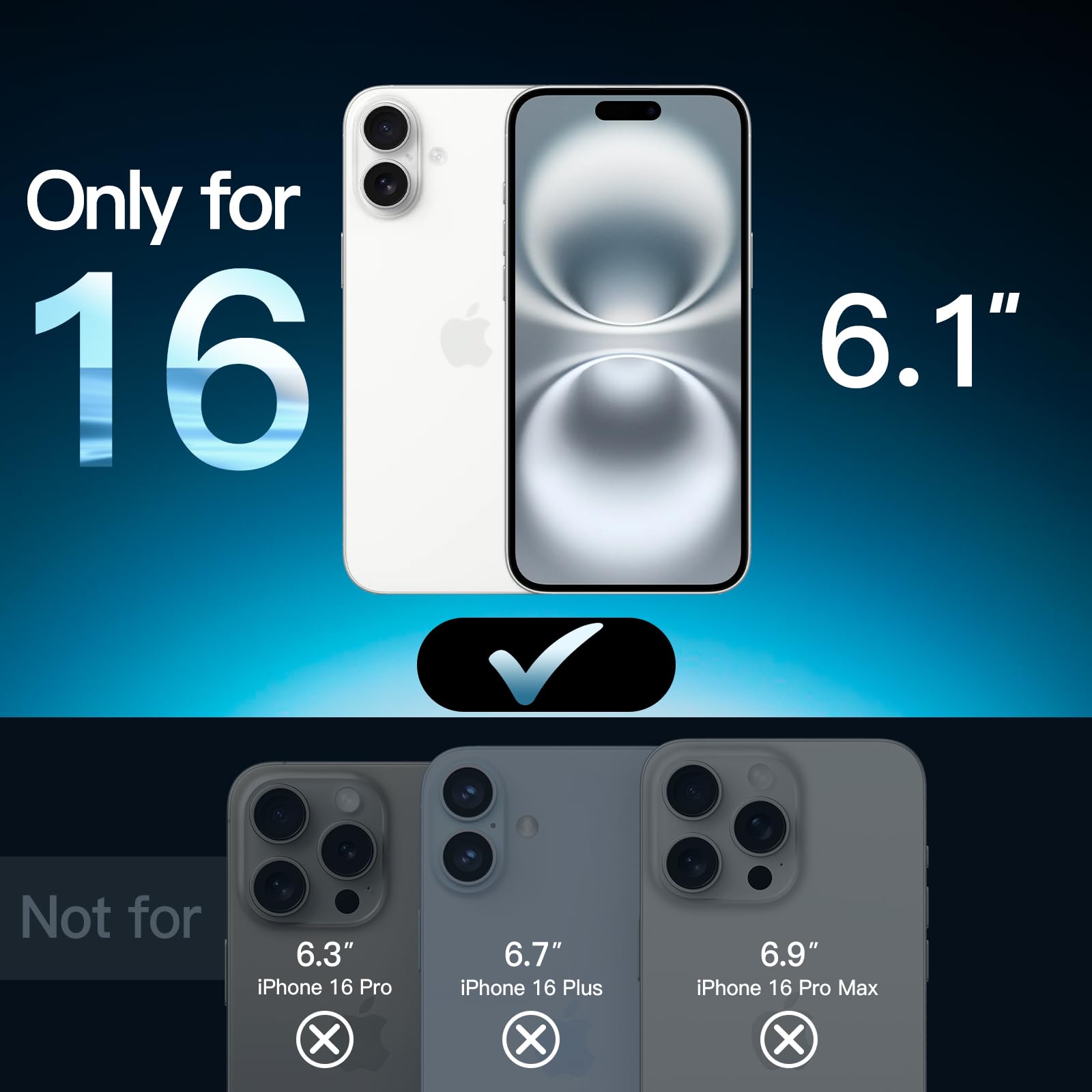 JETech Skärmskydd för iPhone 16 6,1-Tum, Härdat Glasfilm med Enkelt Installationsverktyg, Fodral-Vänligt, HD Klar, 3-Pack