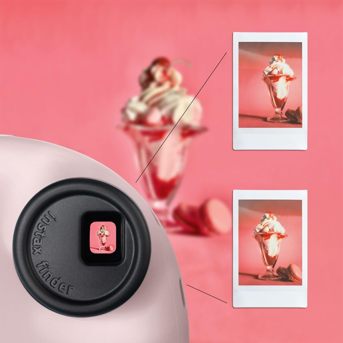 instax mini 12 kamera, autoexponering med inbyggd selfie-lins, Blossom Pink