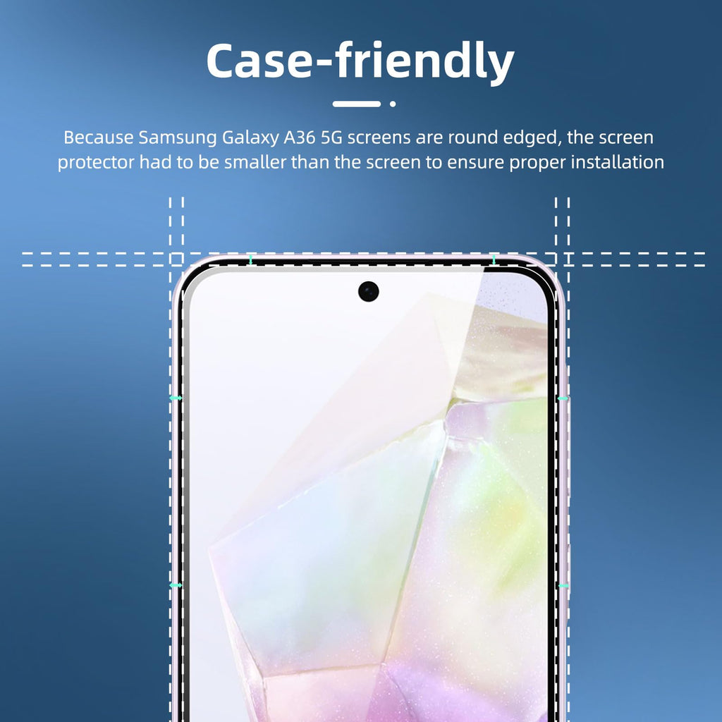 NEW'C 3 Pack, skärmskydd i glas för Samsung Galaxy A56 5G / A36 5G, bubbelfri, 9H hårdhet, 0,33 mm ultratransparent, ultrabeständigt härdat glas