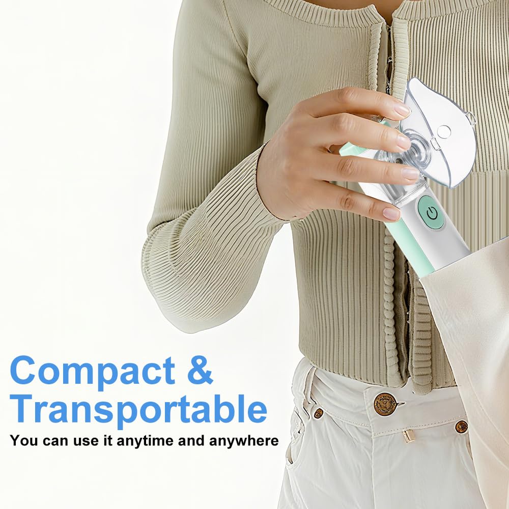 Inhalator nebulisator, inhalator för barn och vuxna, justerbar spraydimma, inhalator med 1 munstycke och 2 masker för barn och vuxna