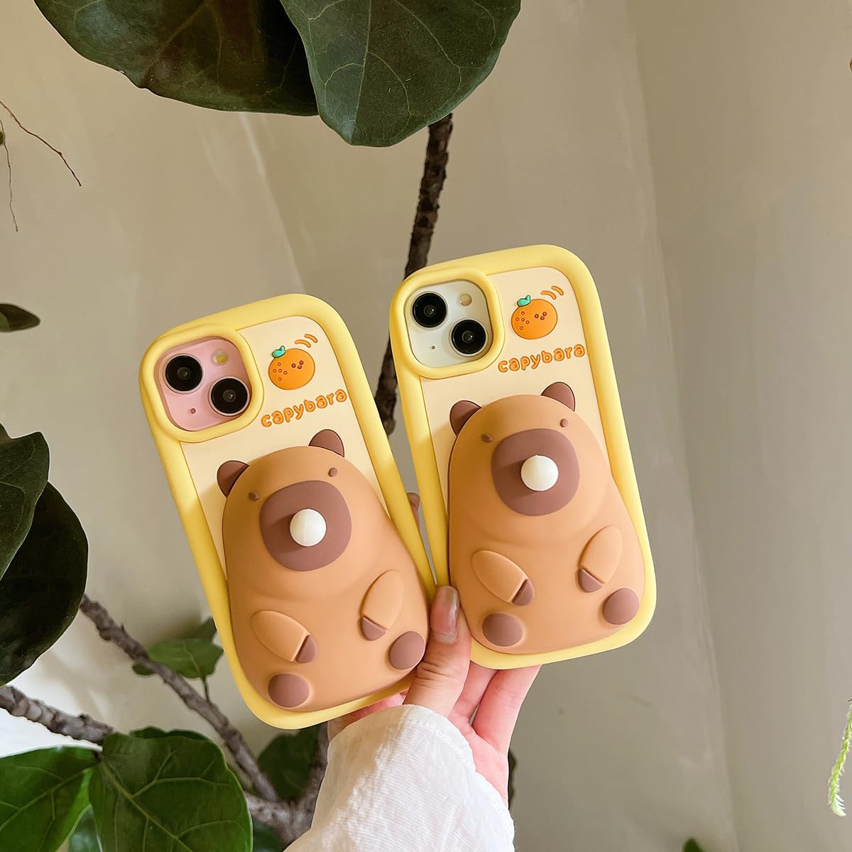 Skyddsfodral för iPhone 13, sött 3D-kawaii-mobiltelefonskal med roliga Capybara-bubblor, tecknat fodral med nyckelring, av mjuk silikongel, med fallskydd, för kvinnor och flickor