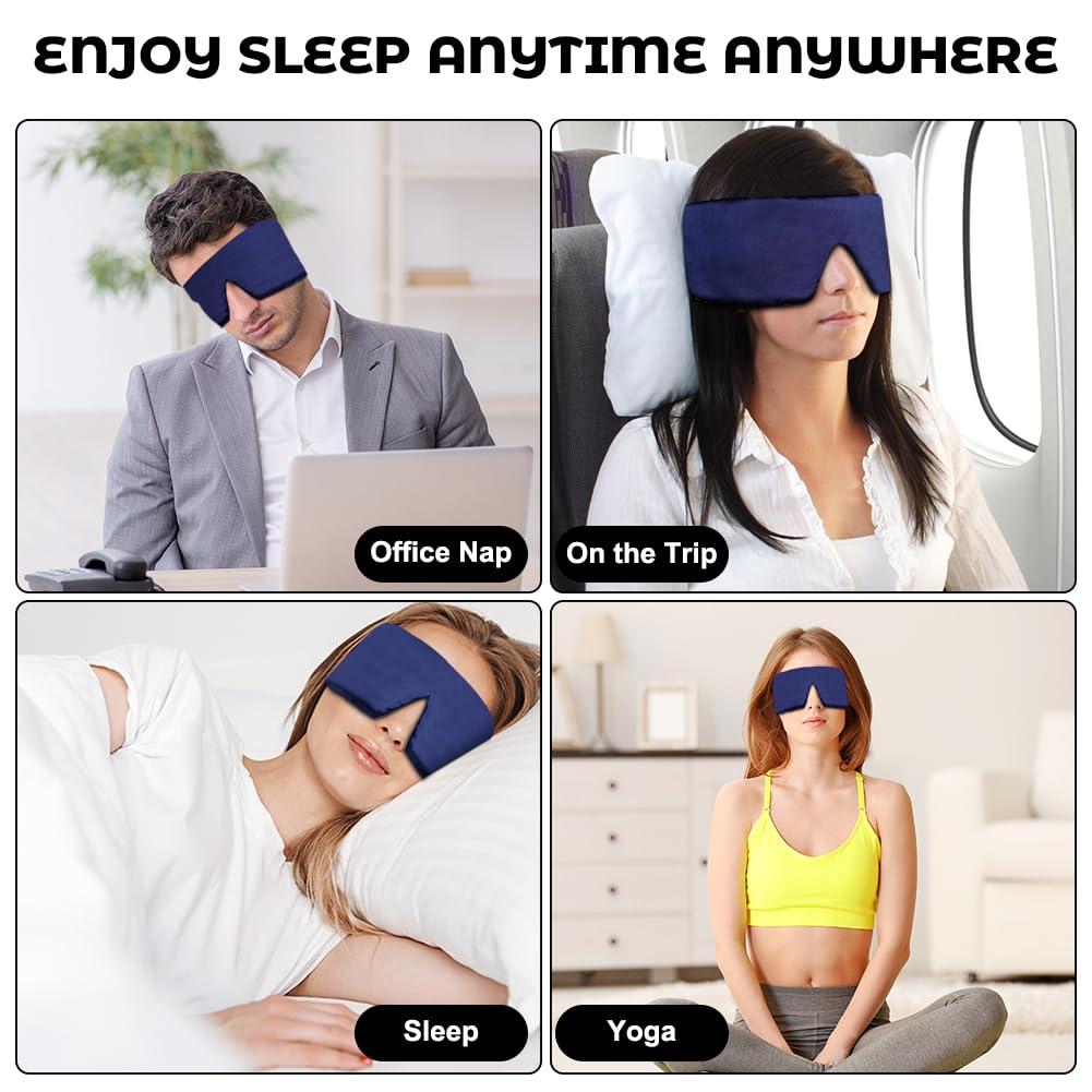 ACWOO Silk Sleep Mask, Super Soft And Comfortable Silk Eye Mask, Light-Blackout Sleep Aid Eye Mask, Blocks Light Eye Sleep Shade Cover For Men, Women, Nap, Travel, Gifts, Meditation, Shift Work