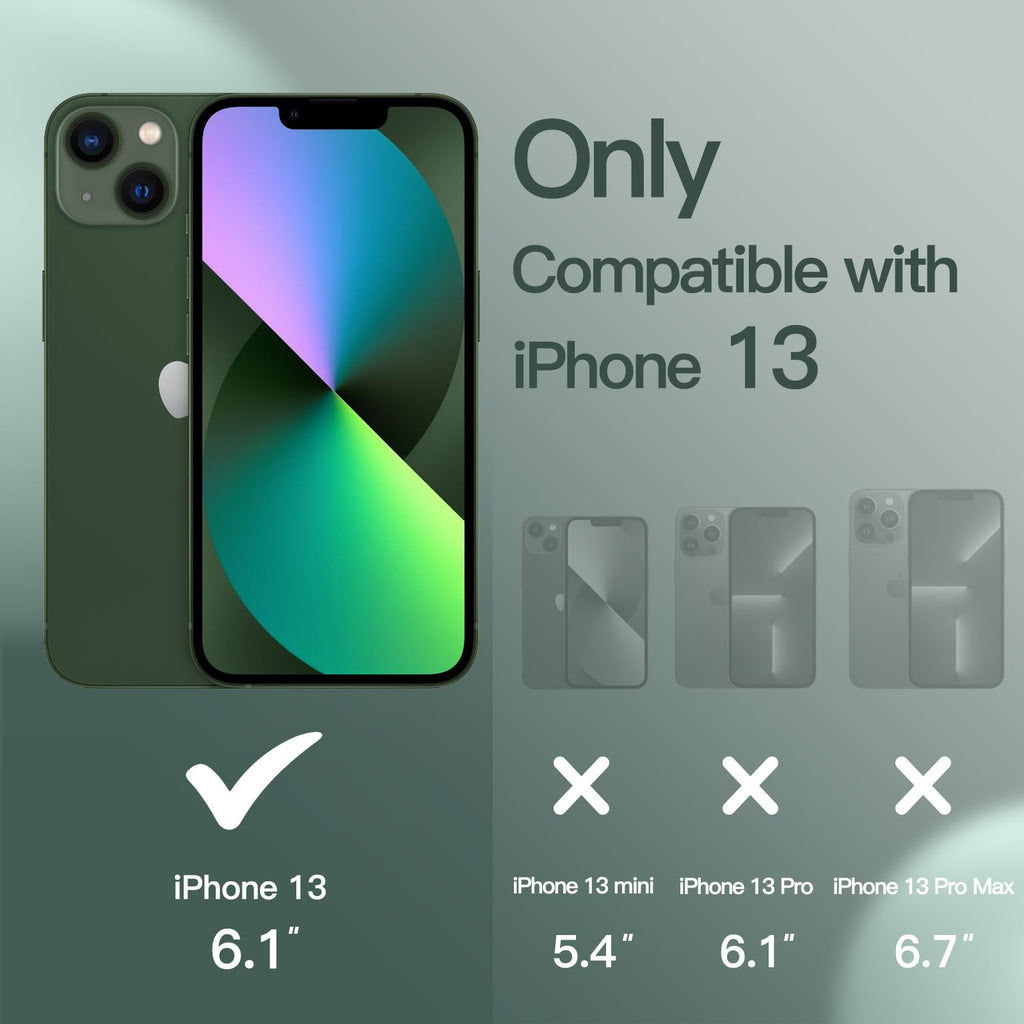 JETech Silikonskal för iPhone 13 6,1-Tums, Silky Soft Touch Skal med Hela Kroppen, Stötsäker Skal med Mikrofiberfoder (Midnattsgrön)