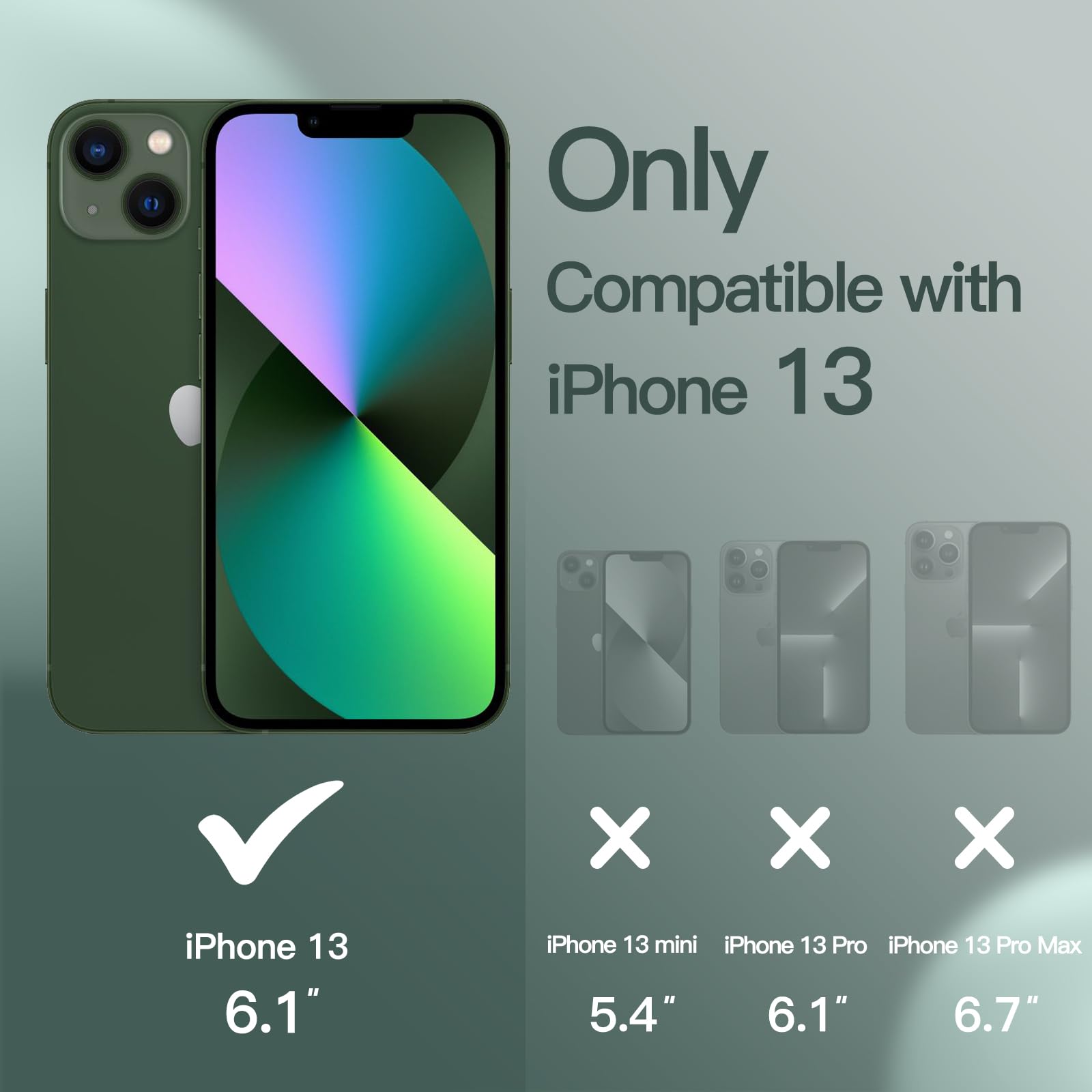 JETech Silikonskal för iPhone 13 6,1-Tums, Silky Soft Touch Skal med Hela Kroppen, Stötsäker Skal med Mikrofiberfoder (Midnattsgrön)