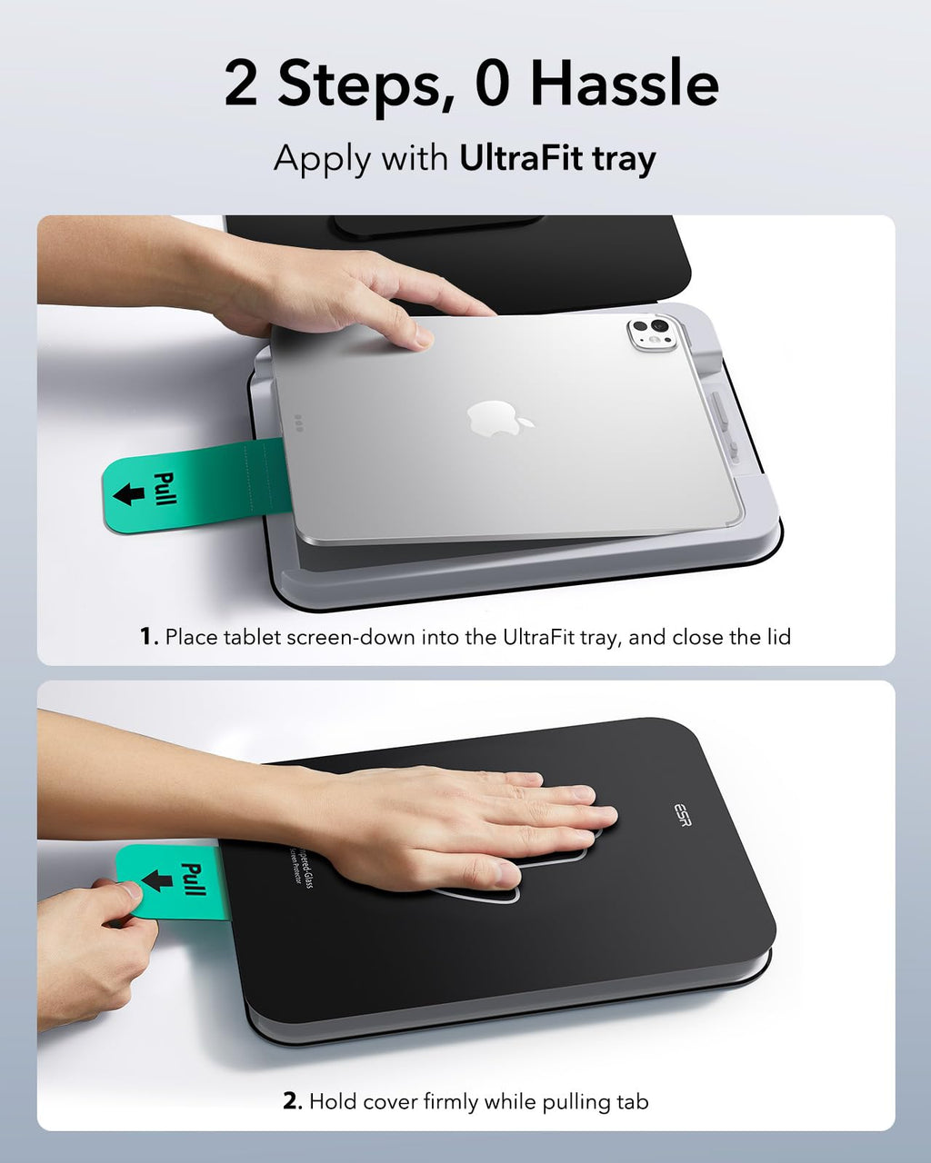ESR 2-Pack Skärmskydd för iPad Pro 11 tum M4 (2024), skyddsfilm med UltraFit-hylla, 9H hårdhet, reptålig, HD-klarhet, bubbelfri, penna (USB-C)/Pro-stöd