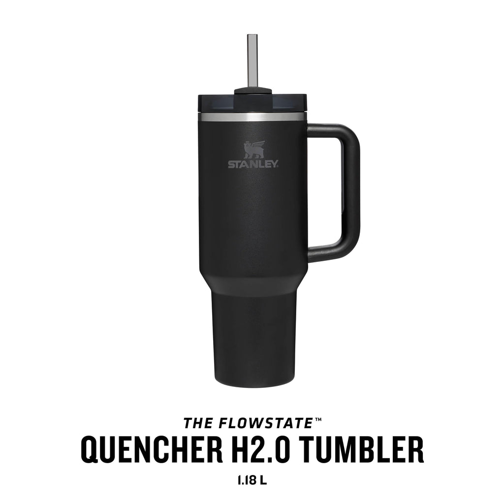 Stanley 1913 Quencher H2.0 Flowstate Tumbler 1.2L - Kallt I 11 Timmar - Iced I 48 Timmar - Kopp Med Halm, Handtag Och Lock - Diskmaskin Säker - Resemugg För Kall Dryck - Black Tonal