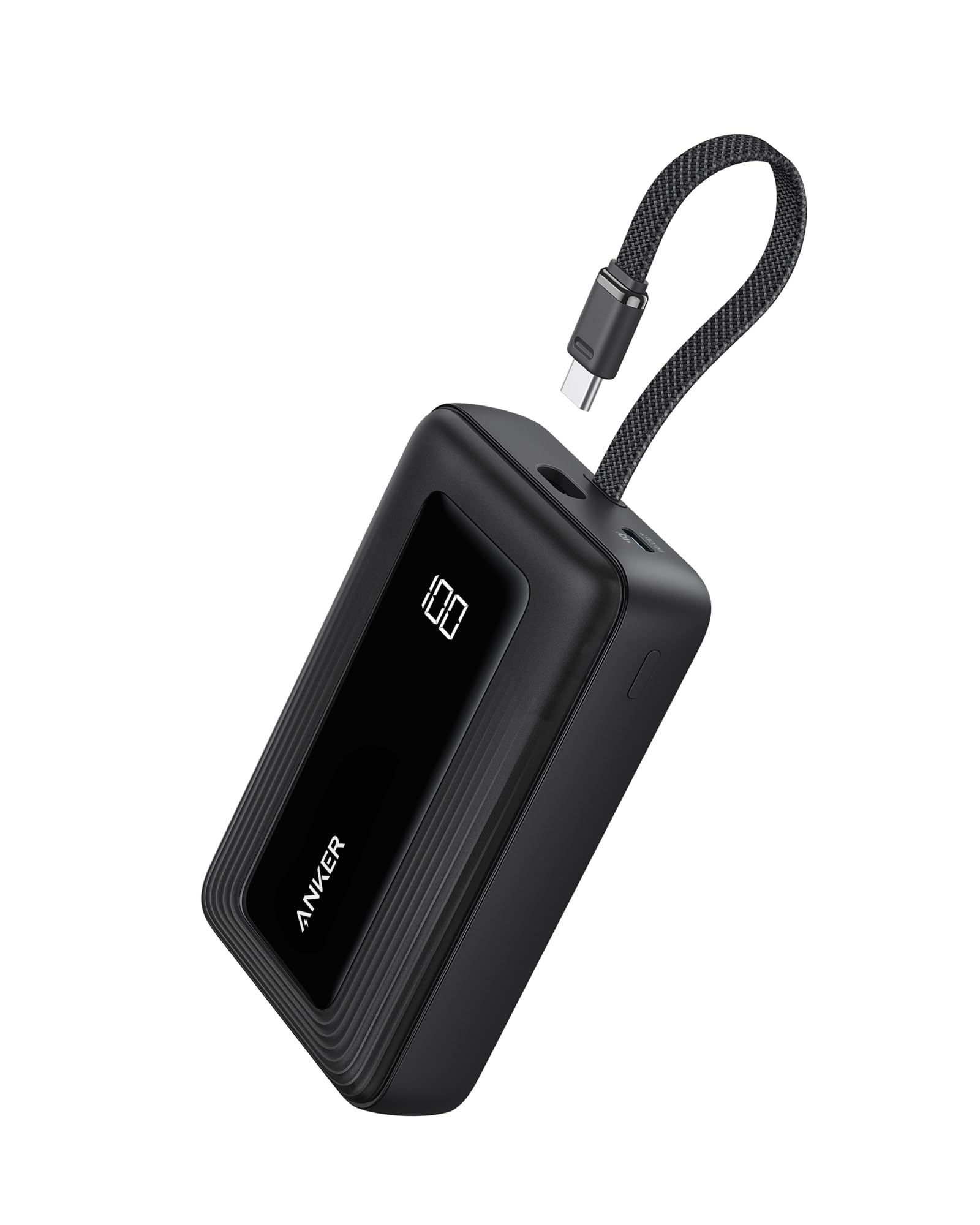 Anker Zolo Power Bank, 20 000 mAh 30 W Höghastighets Portabel Laddare med Inbyggd USB-C-kabel, 1 USB-C, 1 USB-A, Batteripack för iPhone 17/17 Pro/17 Pro Max/17 Air, Galaxy och mer