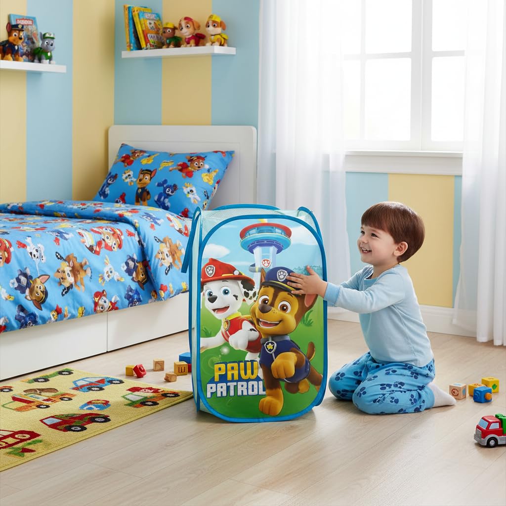 SUPERDIVER - Hopfällbar Förvaringskorg Paw Patrol - Officiell Licens Paw Patrol - Perfekt för Leksaker & Kläder - 36x36x58 cm - Enkel att Använda & Förvara - Idealisk för Barn.