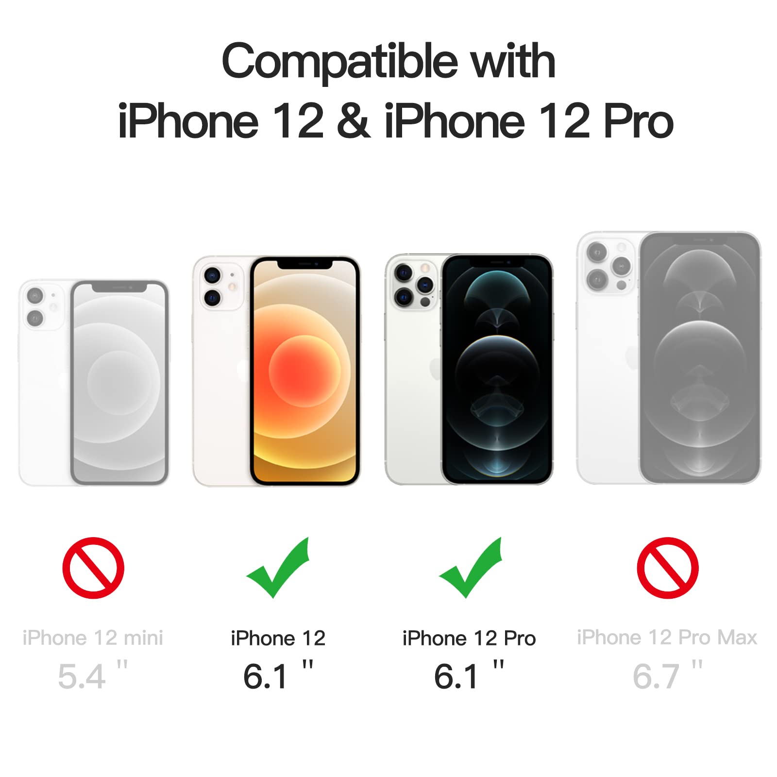 JETech Magnetisk Skal för iPhone 12/12 Pro 6,1 Tum Kompatibel med MagSafe Trådlös Laddning, Stötskyddad Case, Repfri Transparent Tillbaka (Klar)