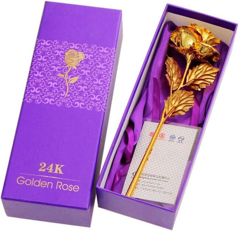 Binnan Alla hjärtans dag gåvor romantisk lång stam 24k guldfolie trim lång stam guld ros blomma med presentask, bukett med blomma till alla hjärtans dag, mors dag, bröllop heminredning