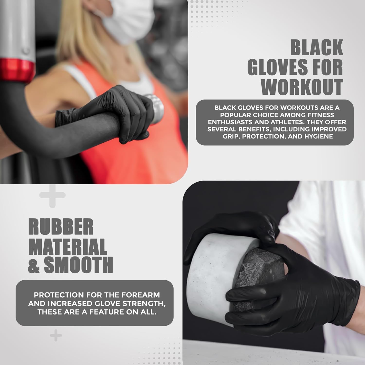 Svarta engångshandskar i nitril – latexfria, pulverfria, 100-pack, starka och punkteringsbeständiga, medicinska, mathantering, tatuering barberarbutikshandskar (stor)